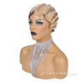 Παρθένο ανθρώπινο μαλλιά σύντομη pixie κοπή περούκα 1920 flapper hairstyles κοντό δάχτυλο κύμα ρετρό στυλ περούκα για τις γυναίκες
